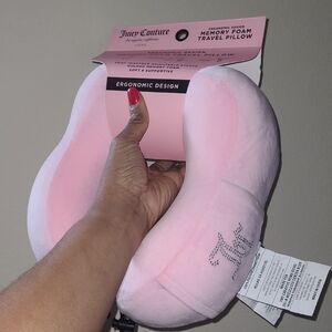 Juicy Couture Pink Memory Foam Ergonomic Travel Pillow